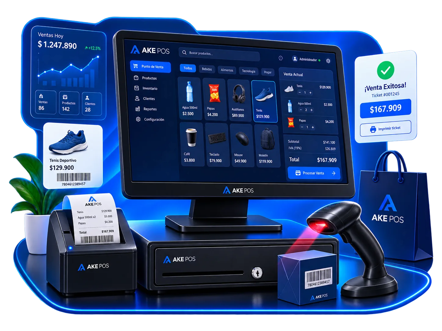 AKE POS — Gestión multisede y clientes