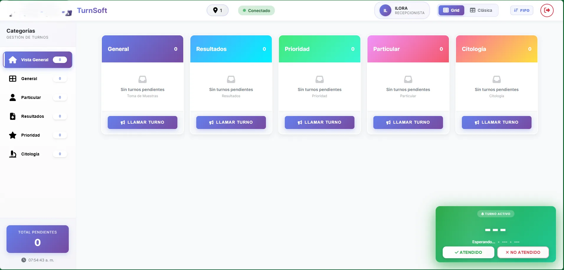 Vista de Plataforma para Operación y Turnos
